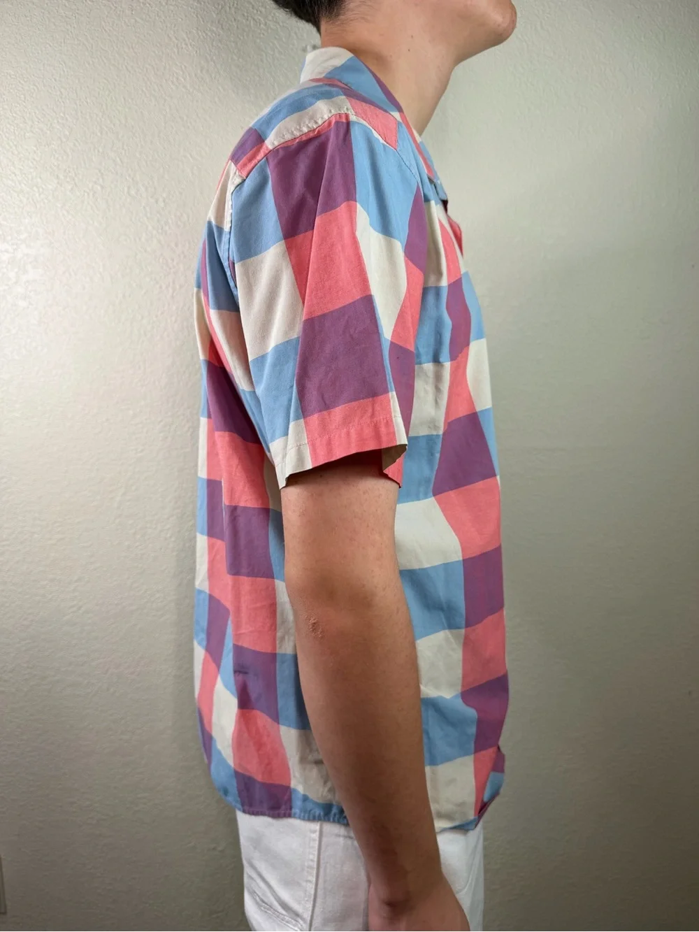 Patagonia Button Up Checker Plaid Short Sleeve Shirt Men’s Large